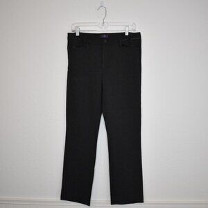 NYDJ Sz 8 Marilyn Straight Leg Ponte Knit Pants Trousers Lift Tuck Charcoal Gray